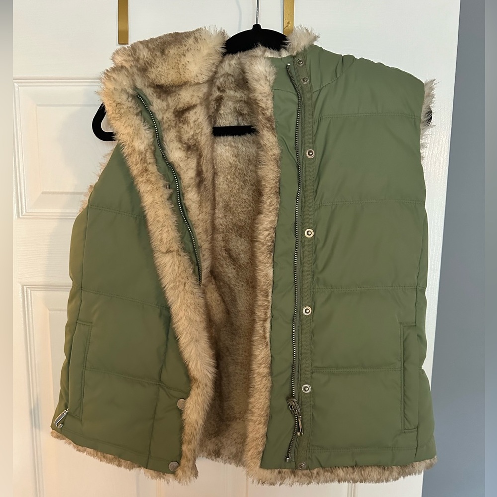 Juicy Couture Green Vest with Faux Fur Lining